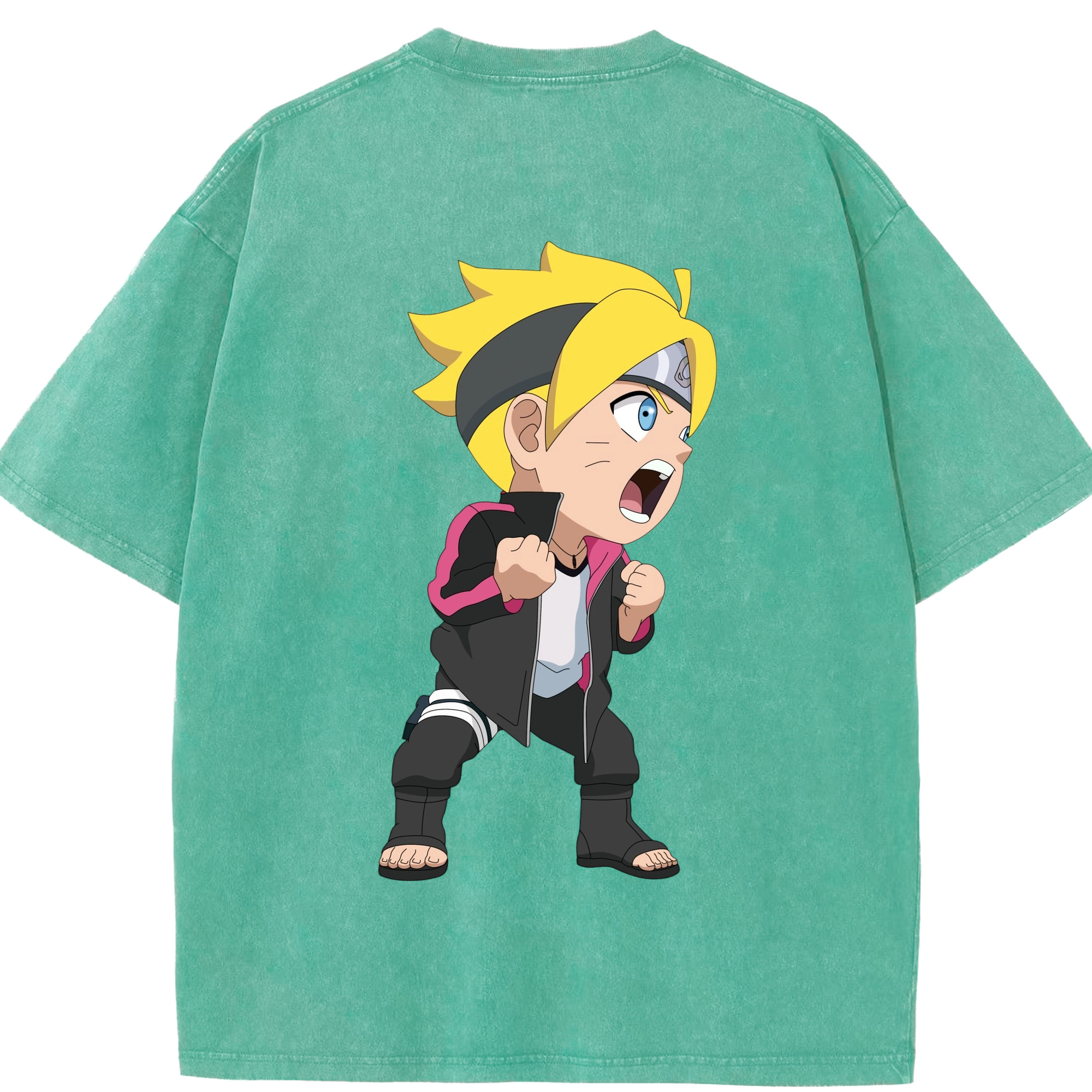 （画像用） NARUTO -ナルト- うずまき ボルト Uzumaki Boruto 綿100% ヴィンテージ風 半袖Tシャツ（背面プリント）